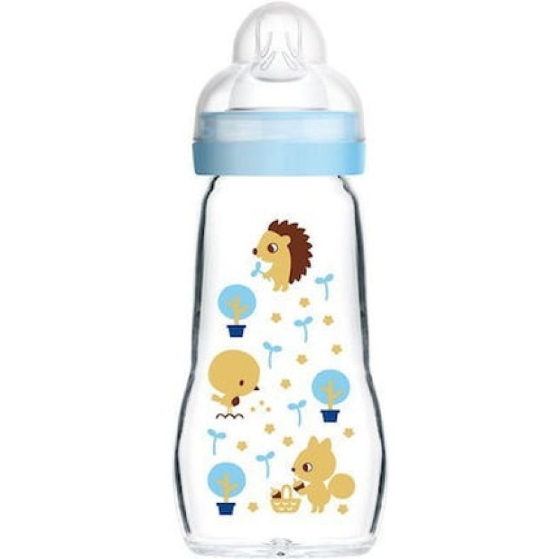 Mam Feel Good Glass Baby Bottle With Silicone Nipple For 0 Months And Up - 260ml
