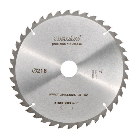 Metabo Sägeblatt precisioncut wood-classic, 216x30, Z40 WZ 5