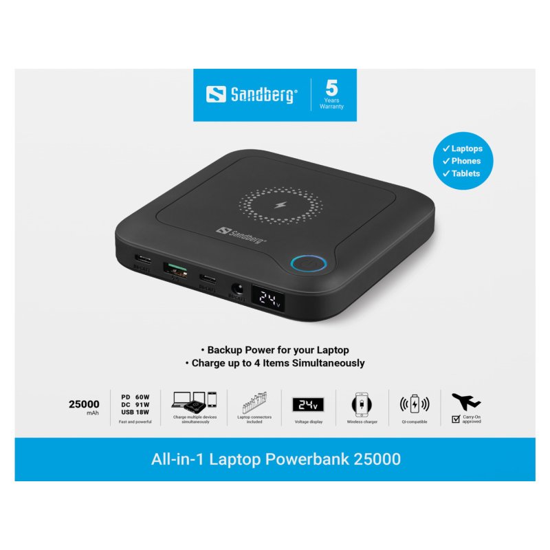 Sandberg - All-in1 Laptop Powerbank 25000