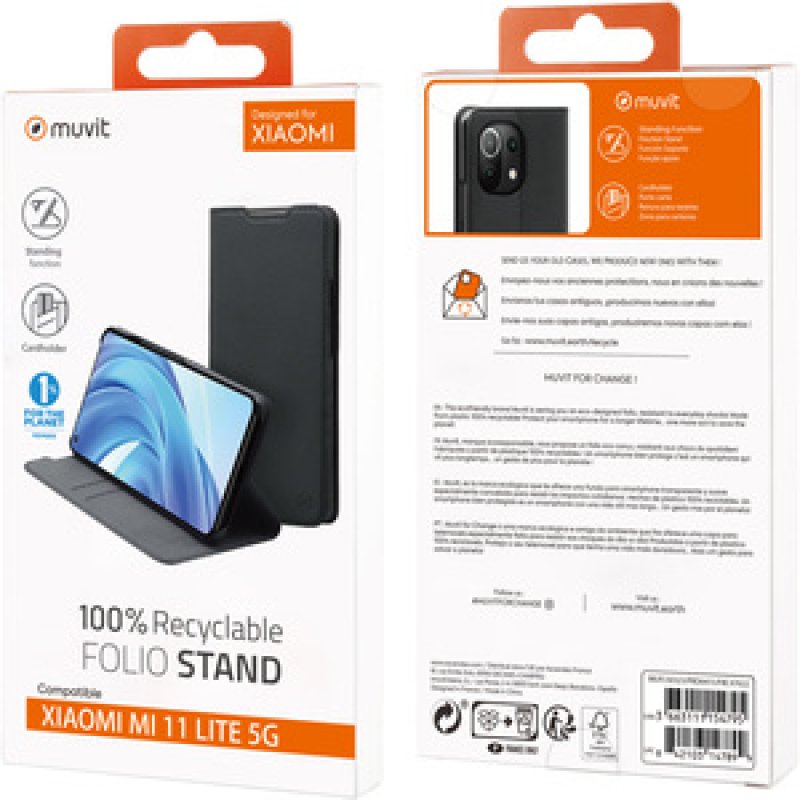 MUVIT FOR CHANGE FOLIO STAND NOIR DESIGNEDFOR XIAOMI MI 11 LITE 5G