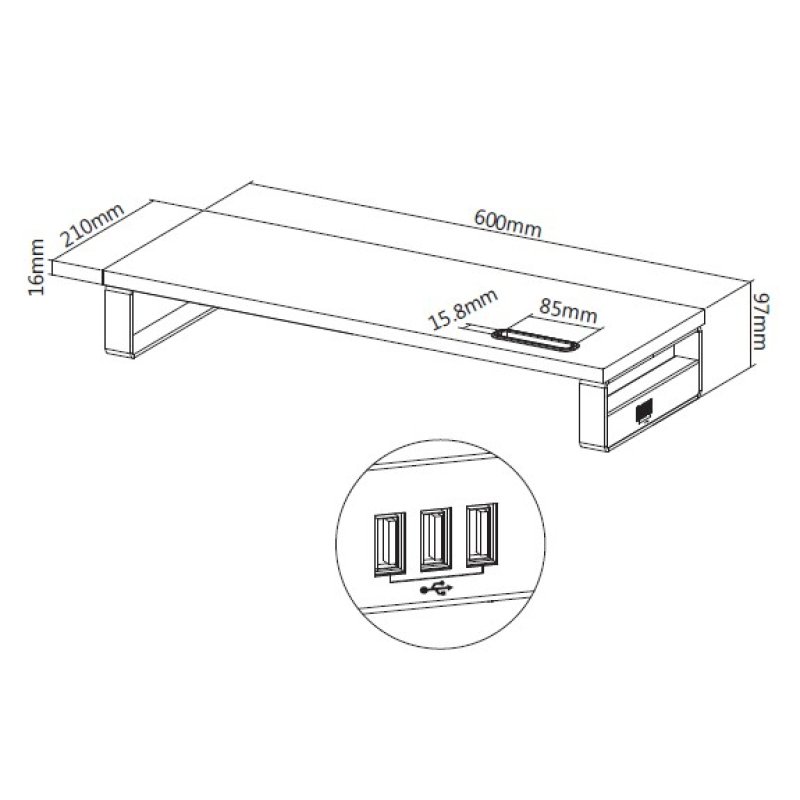 Equip 650881 Support de moniteur de bureau avec USB