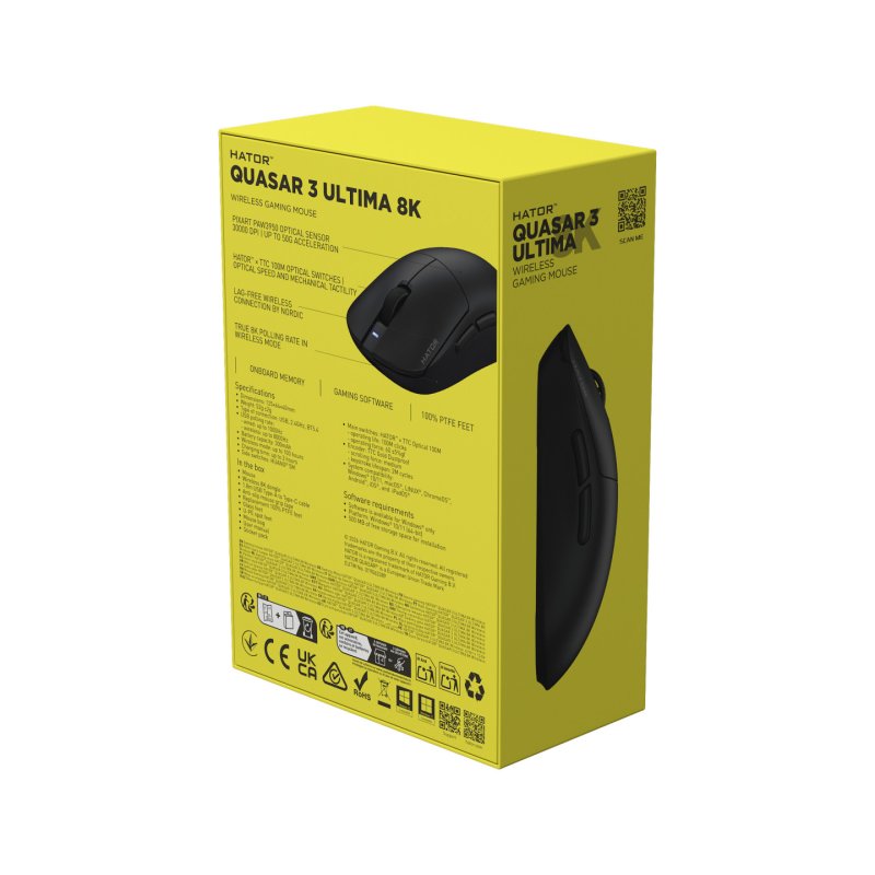 Souris sans fil Gamer Hator Quasar 3 Ultima 8K (Noir)