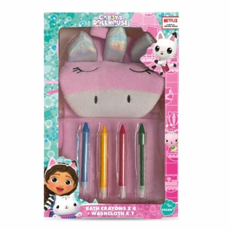 Gabby's Dollhouse Bath Crayons Set 4 Pieces Washcloth