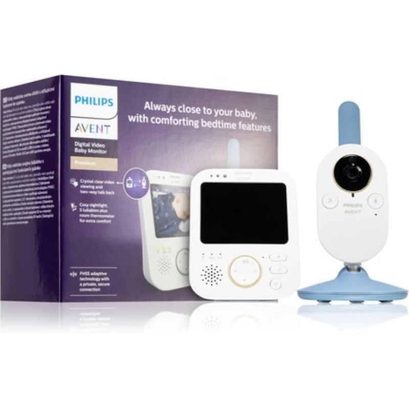 Philips AVENT SCD845/52 moniteur vidéo pour bébé 300 m FHSS Bleu, Blanc