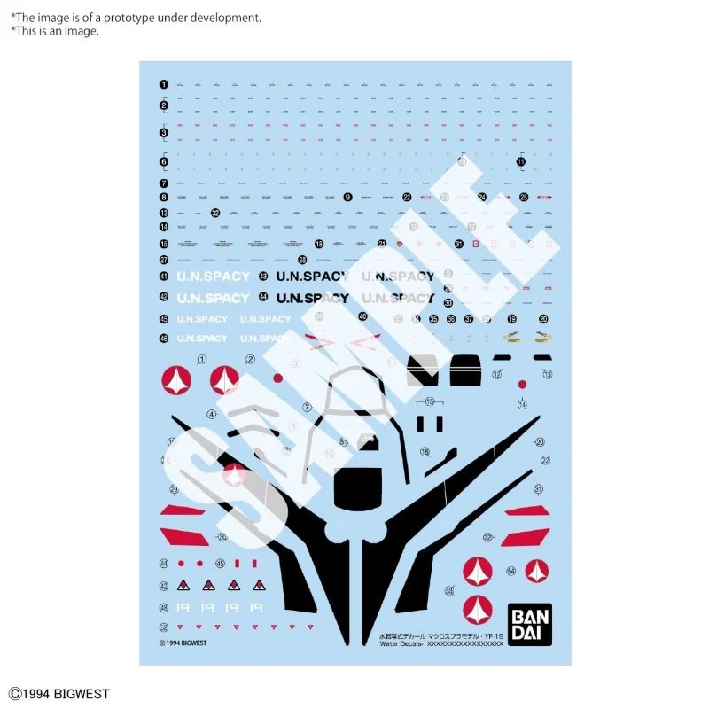 MACROSS - HG 1/100 YF-19 WATER DECALS - Model Kit