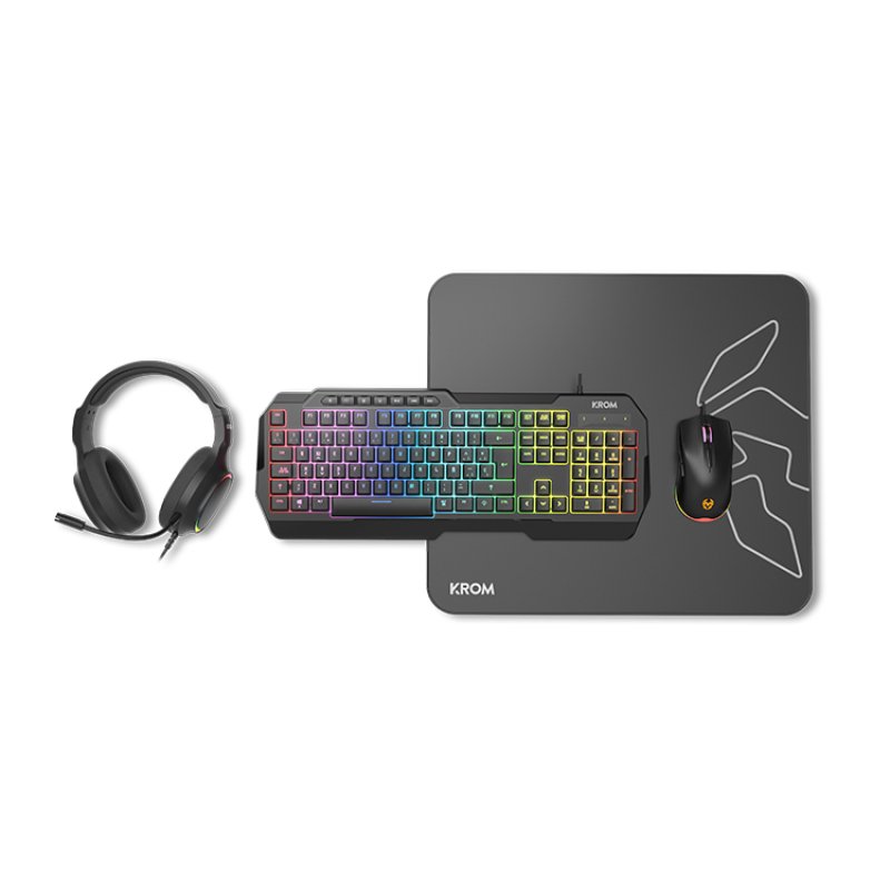 Krom Kenta 4 in 1 RGB Gaming Kit, Black