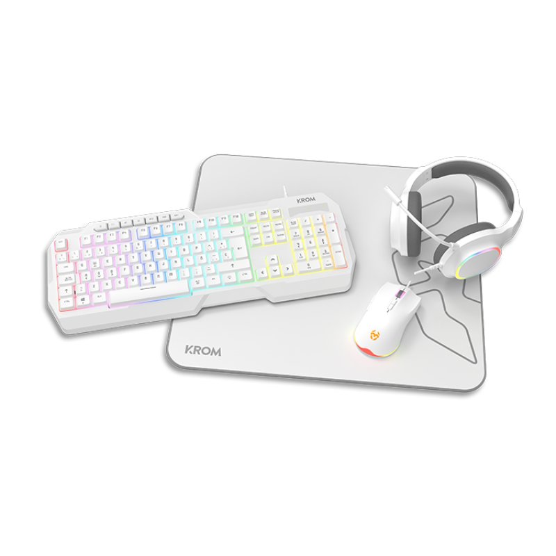 Krom Kenta clavier Souris incluse Gaming USB QWERTY Anglais Blanc