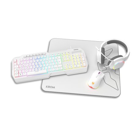 Krom Kenta clavier Souris incluse Gaming USB QWERTY Anglais Blanc