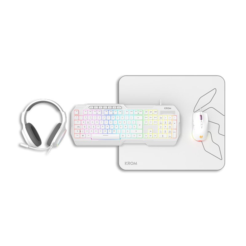 Krom Kenta 4 in 1 RGB Gaming Kit, White