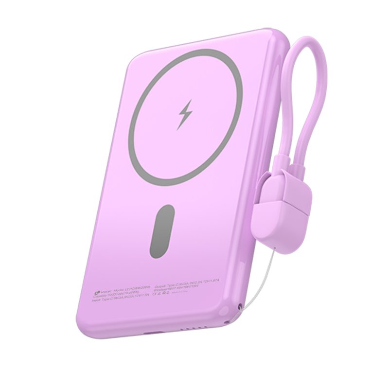 Leotec LEPOWW20W5P power bank Lithium Polymer (LiPo) 5000 mAh Wireless charging Pink