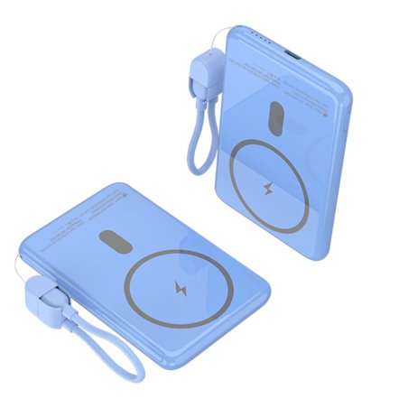 Leotec LEPOWW20W5B banque d'alimentation électrique Lithium Polymère (LiPo) 5000 mAh Recharge sans fil Bleu