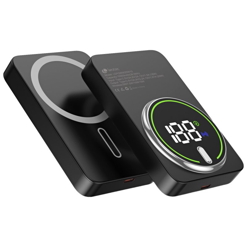 Leotec LEPOWW20W10K power bank Lithium Polymer (LiPo) 10000 mAh Wireless charging Black