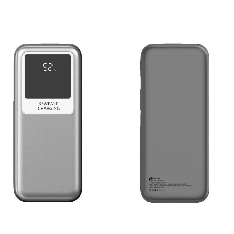 Leotec LEPOW35W10S banque d'alimentation électrique Lithium Polymère (LiPo) 10000 mAh Noir, Gris
