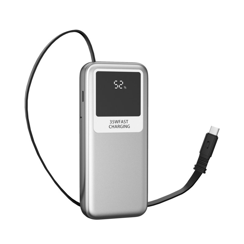 LEOTEC POWERBANK 10000MAH 35W FAST CHRG PLATA 1USB-C 1 CAB RETRACTIL USB-C 1 CAB RETRACTIL LIGHT