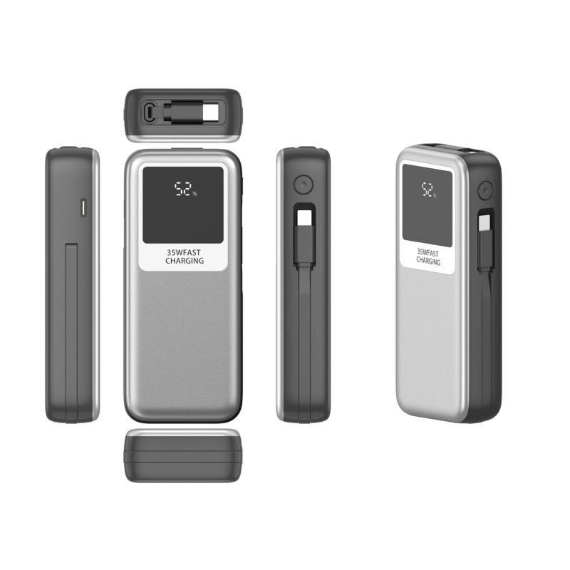 LEOTEC POWERBANK 10000MAH 35W FAST CHRG PLATA 1USB-C 1 CAB RETRACTIL USB-C 1 CAB RETRACTIL LIGHT