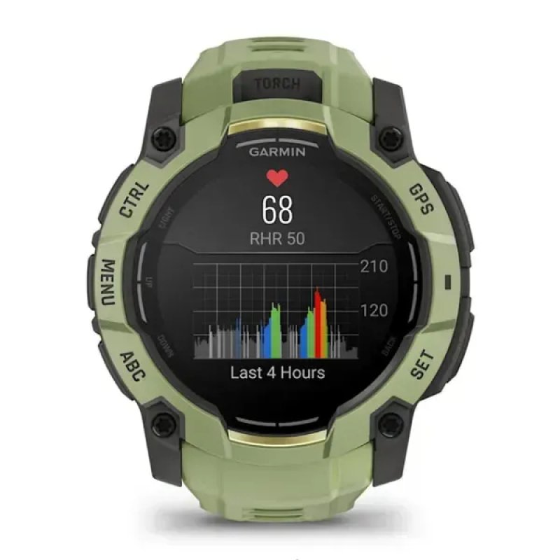 Garmin Instinct 3 AMOLED 3,3 cm (1.3") 50 mm Numérique 416 x 416 pixels Écran tactile Vert, Gris GPS (satellite)
