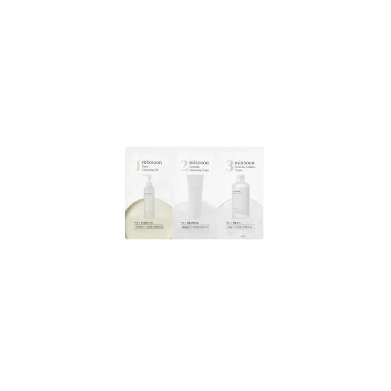 Mixsoon Bean Cleansing Oil Centella Cleansing Foam Centella Asiatica Toner Sachet 15ml Each