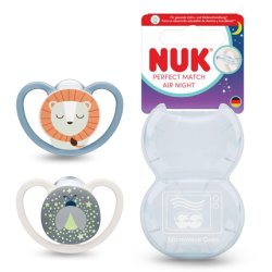 Nuk Perfect Match Air Night Lion Pacifiers For Ages 618 Months Pack Of 2