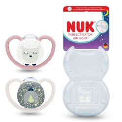 Nuk Perfect Match Air Night Sheep Pacifiers For 618 Months Pack Of 2