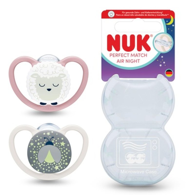 Nuk Perfect Match Air Night Sheep Pacifiers For 618 Months Pack Of 2