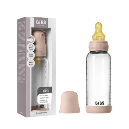 Bibs Glass Baby Bottle Latex Medium Flow 240ml
