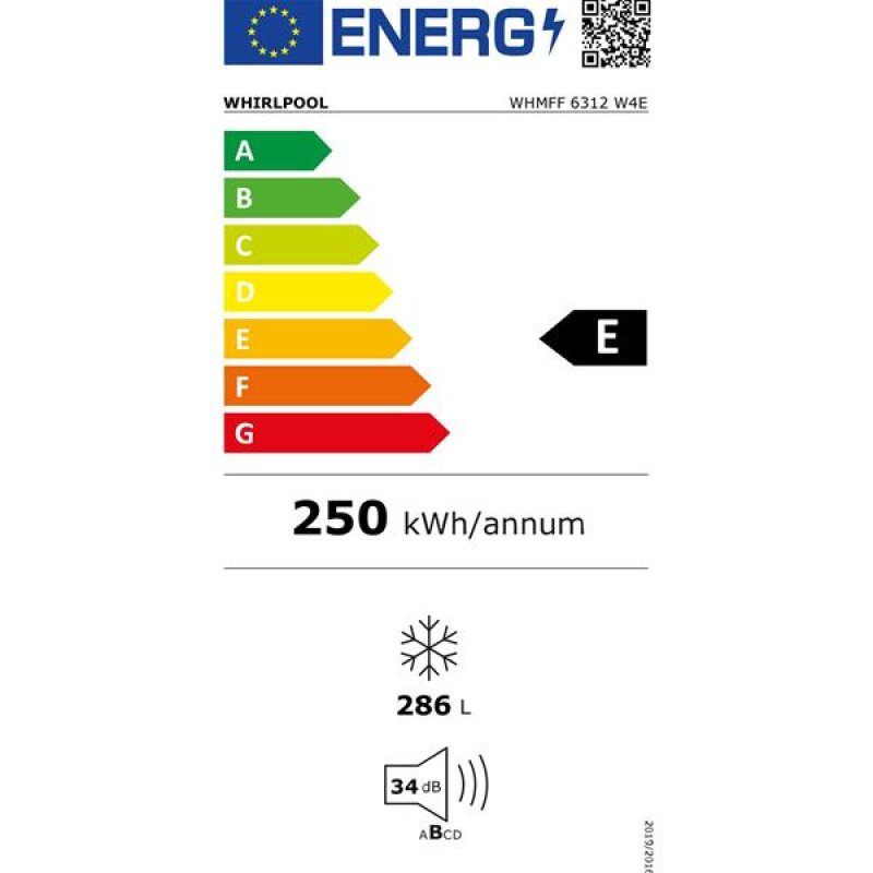 Congélateur vertical, 186,5*59,5 cm - Blanc - Classe E - No Frost - 34 *