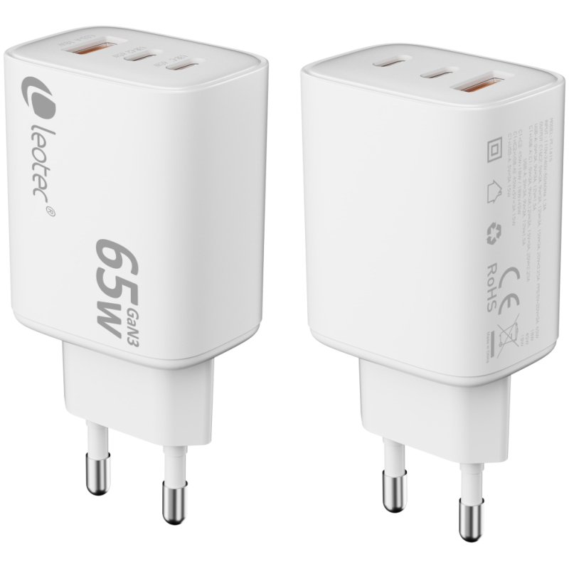Leotec LECSPH65W3W2 chargeur d'appareils mobiles Universel Blanc Secteur Intérieure