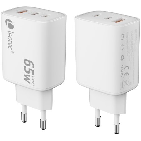 Leotec LECSPH65W3W2 mobile device charger Universal White AC Indoor