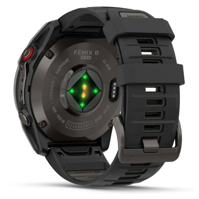 Garmin fēnix 8 Pro 3,56 cm (1.4") AMOLED 51 mm Numérique 454 x 454 pixels Écran tactile Noir, Gris, Titane Wifi GPS