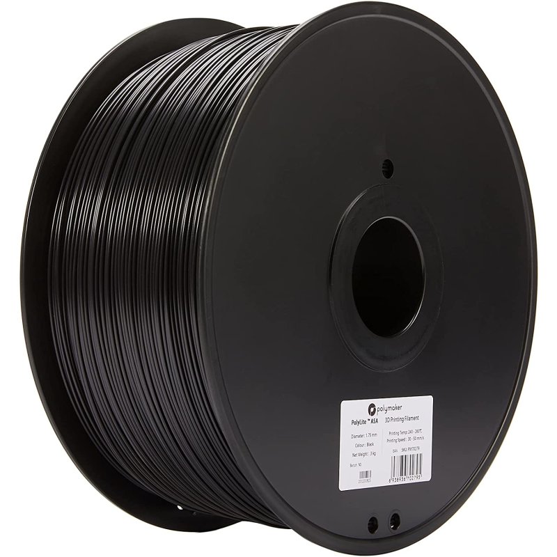 Polymaker PF01001 3D printing material Acrylonitrile styrene acrylate (ASA) Black 1 kg