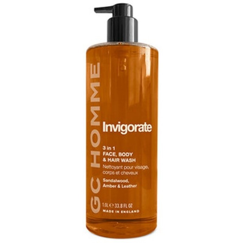 Grace Cole Homme Invigorate Body Wash Sandalwood Amber & Leather Strengthening 3in1 Cleansing Gel
