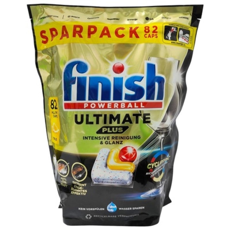 Finish Powerball Ultimate Plus All In One Dishwasher Tablets 82 Pieces Lemon Scent