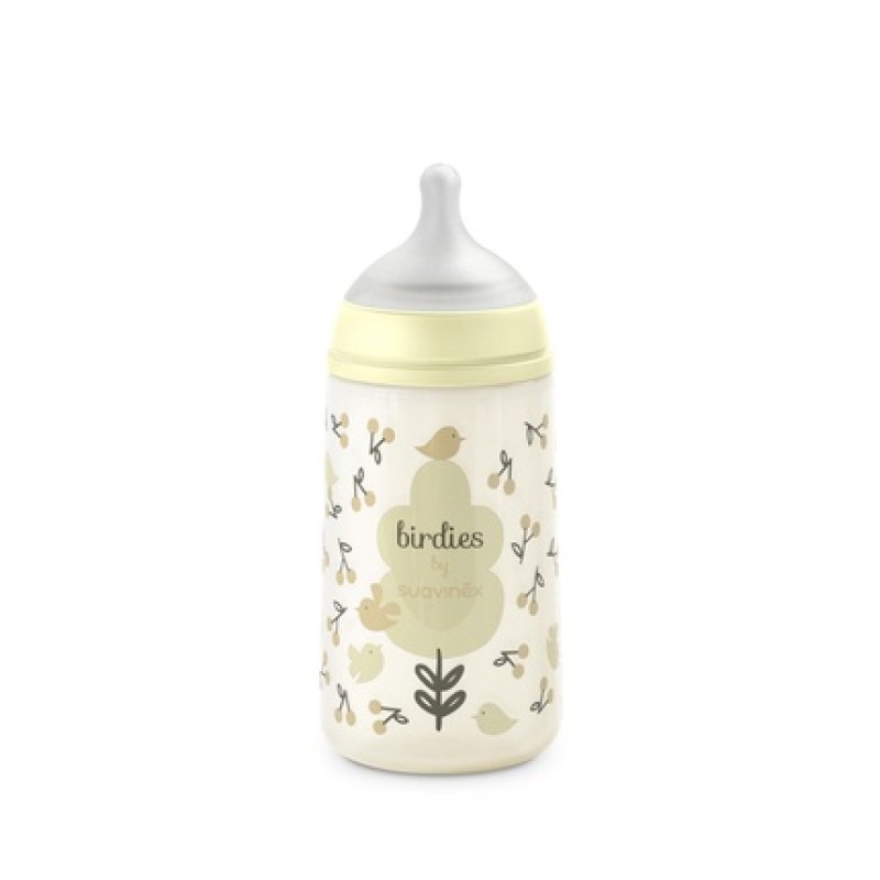 Suavinex Birdies Bottle With Symmetrical Nipple Medium Flow 270 Ml 3 Months And Up Color Beige