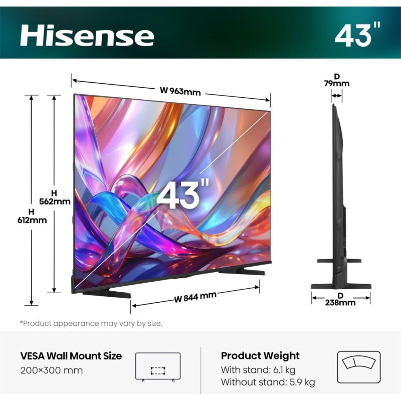TV HISENSE 43Q7S 43" UHD 4K QLED DOLBY VISION ATMOS MODO JUEGO PLUS HDR10 