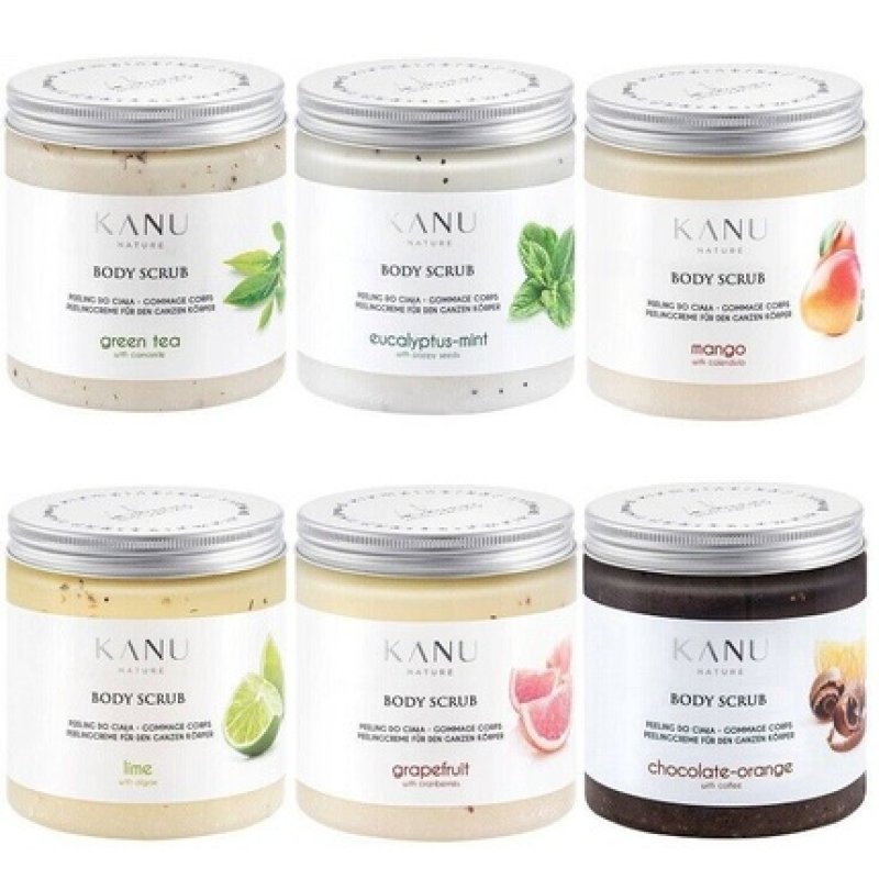 Kanu Nature Body Scrub Green Tea Chamomile Lime Algae Mint Orange Coffee 350g