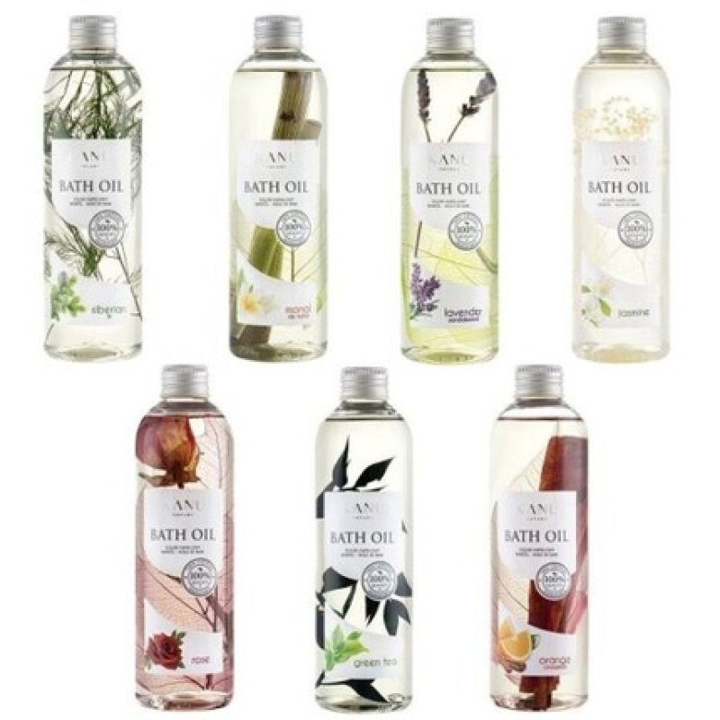 Kanu Nature Bath Oil Green Tea Rose Orange Cinnamon Jasmine Siberian Fir 250ml