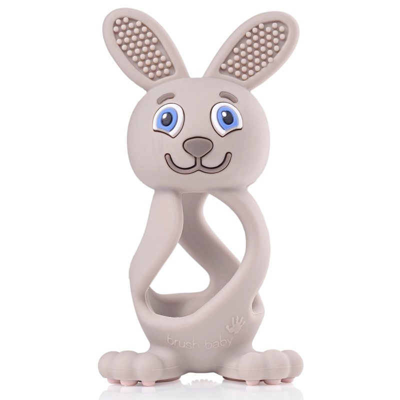 Brush-Baby Bobbie Bunny brosse à dents Cappucino, Gris Bébé