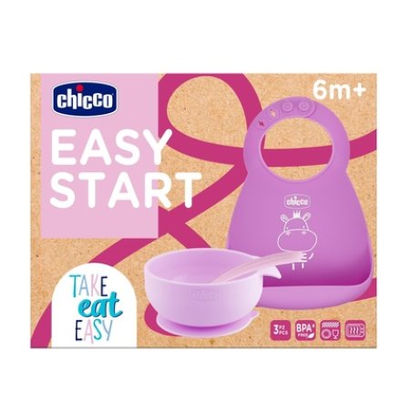 Chicco Silicone Feeding Set 6 Months And Older Pink