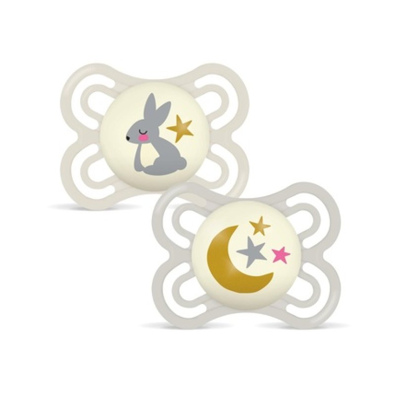 Mam Perfect Night Silicone Pacifier 0 Months Pack Of Two
