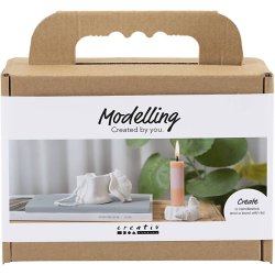 DIY Kit - Mini Craft Kit Modelling, Candle holder with shells - Off White - 1 pack (977842)