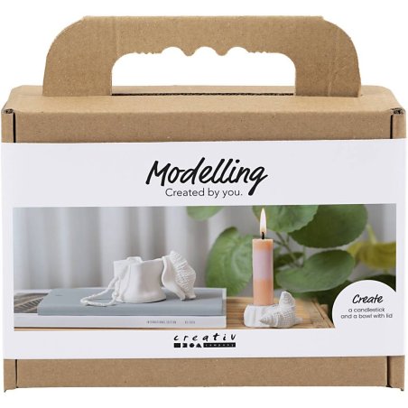DIY Kit - Mini Craft Kit Modelling, Candle holder with shells - Off White - 1 pack (977842)