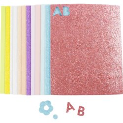 Creativ Company - Foam Sheets, size 14x25 cm, thickness 2 mm, pastel colours, 12 sheet/ 1 pack (790483)