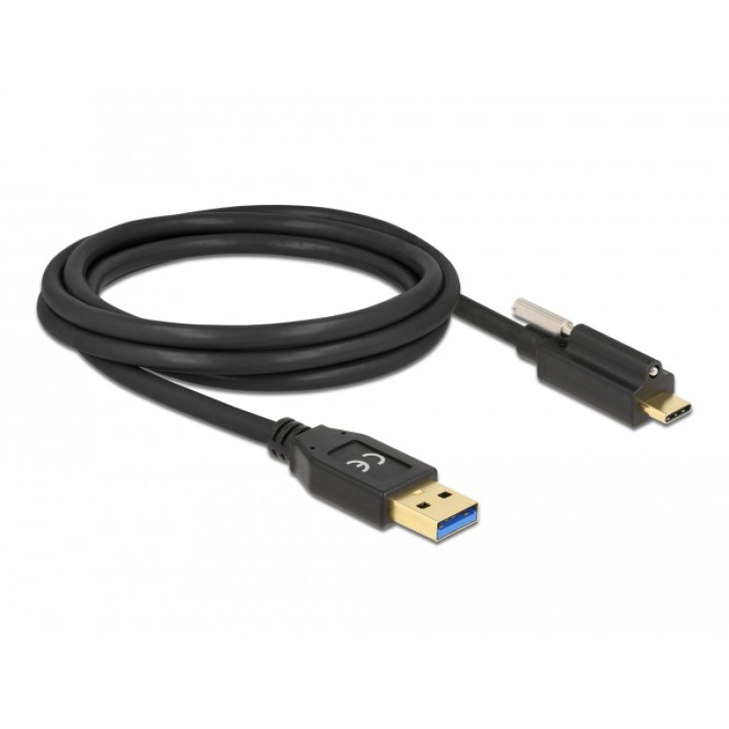 DeLOCK SuperSpeed USB (USB 3.2 Gen 2) Cable Type-A male to USB Type-C male with screw on top 2 m