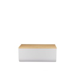 BG03 WG Mattina Brotkasten, Stahl Bambusholz, Warm Grey