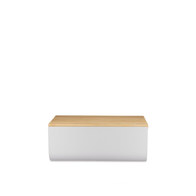 BG03 WG Mattina Brotkasten, Stahl Bambusholz, Warm Grey
