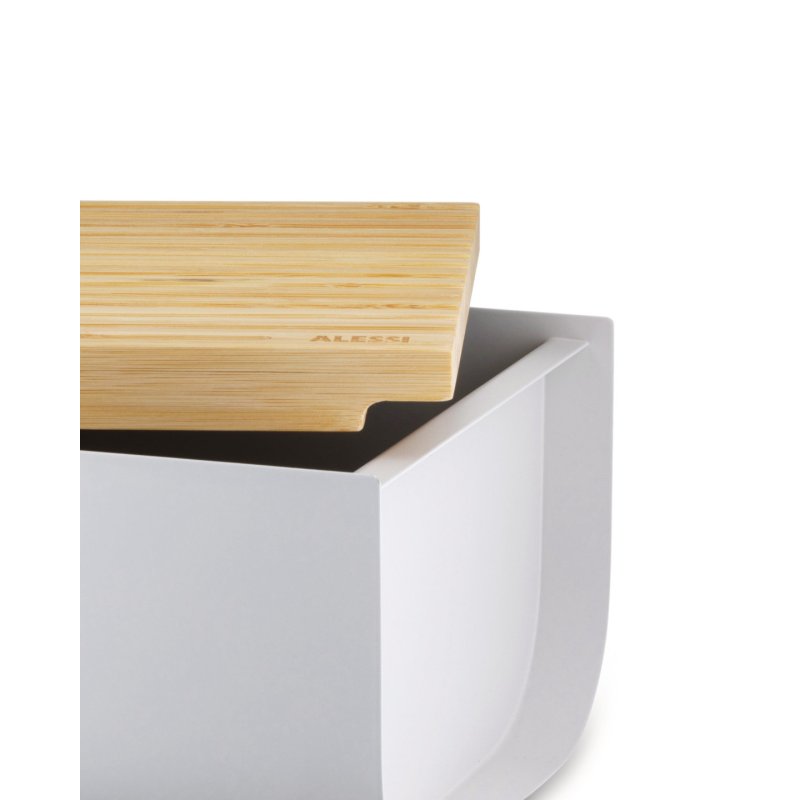 BG03 WG Mattina Brotkasten, Stahl Bambusholz, Warm Grey