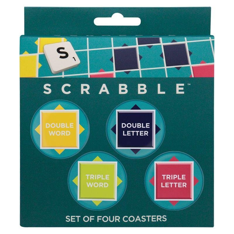 SCRABBLE - 4 Dessous de Verres Gravés en Métal