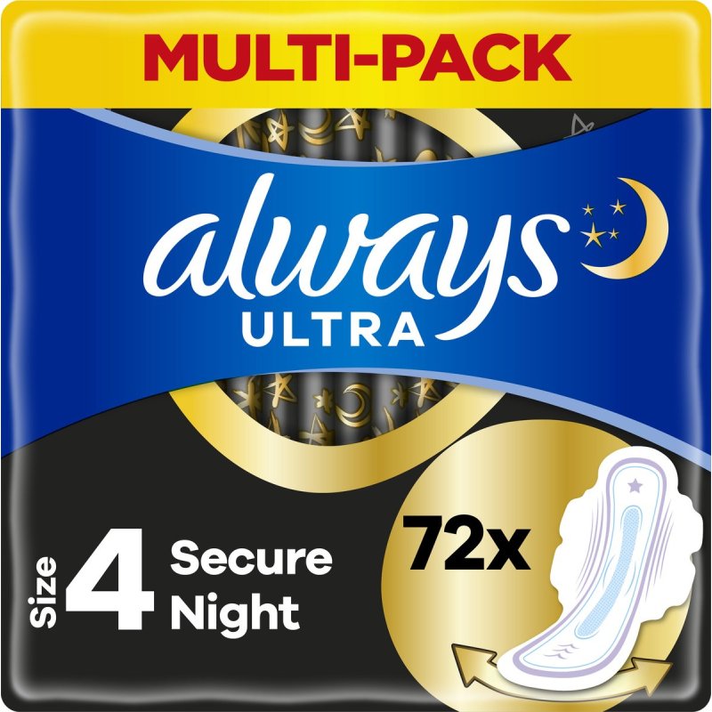 Always Ultra Secure Night Size 4 with Wings 72 Pads