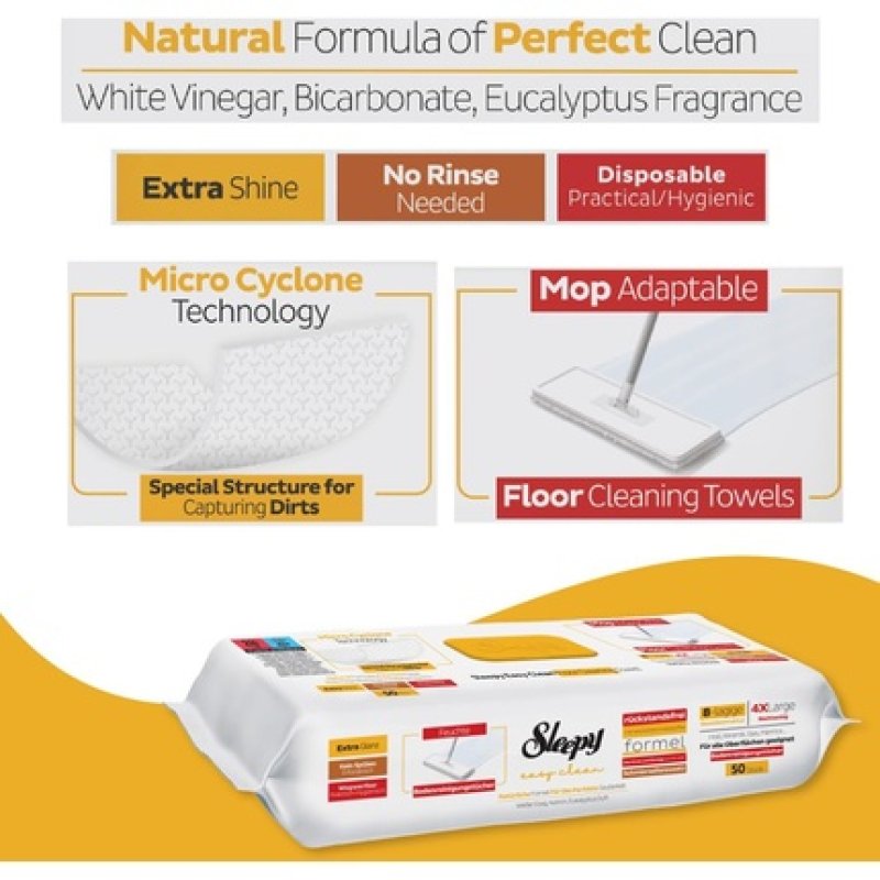 Sleepy Floor Cleaning Wipes Extra Shine 50 Sheets