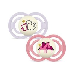Mam Perfect Night Pacifier 6 Months Silicone Pink Double Pack